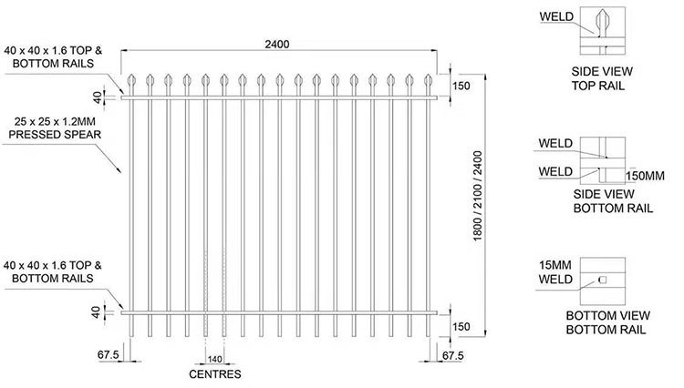 powder coated tubular steel fence