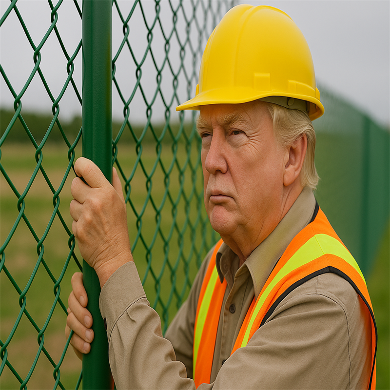 Green chain link fence