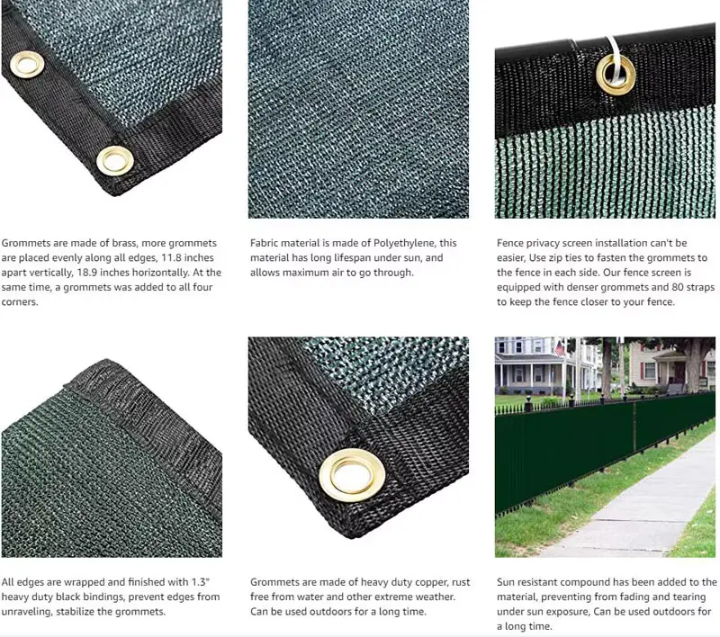 High Quality 6&prime; X 50&prime; Green Mesh Privacy Screen for Chain Link Fence.